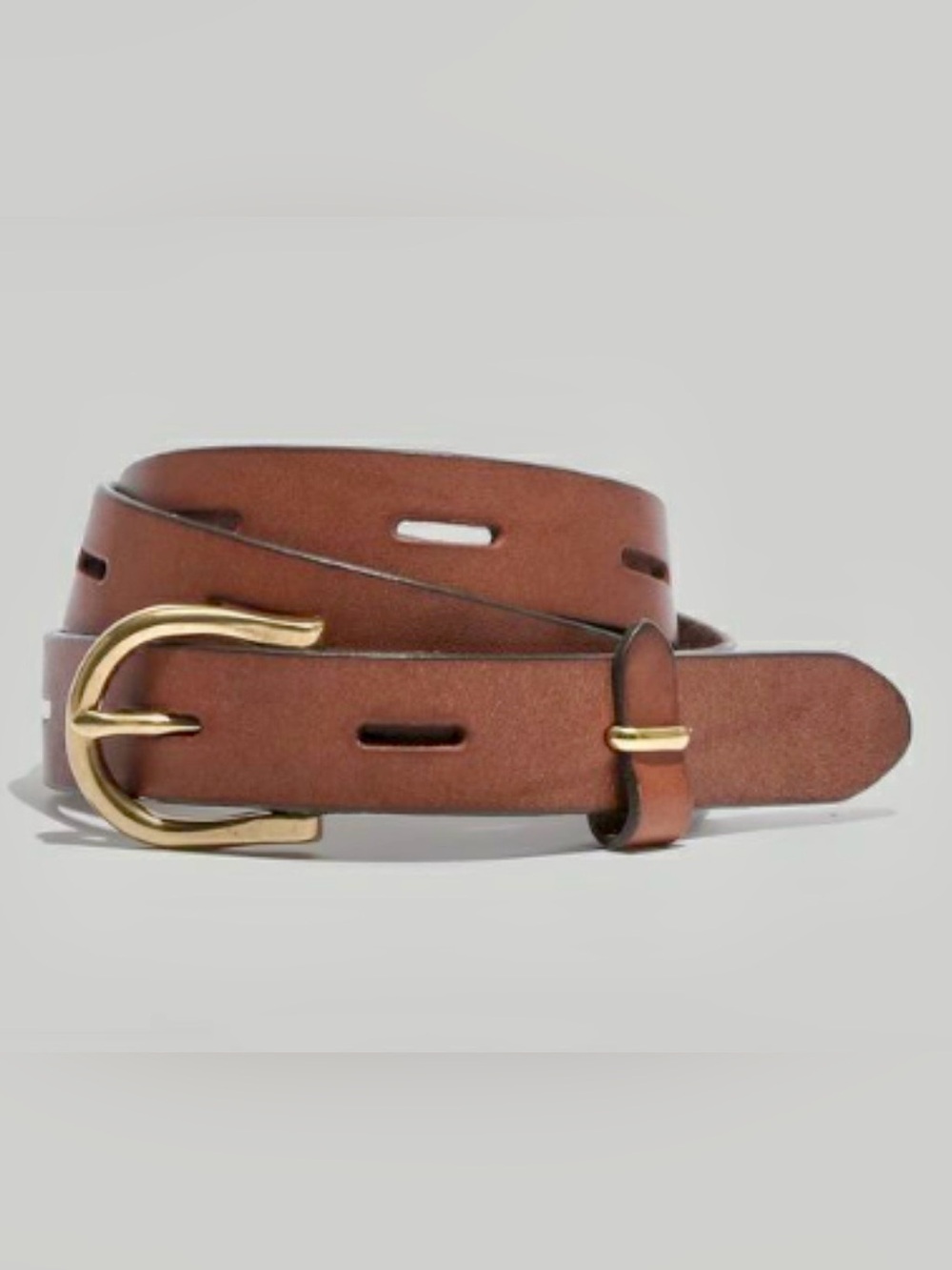 Madewell Women's Backcountry Leather Belt with Gold Buckle English Saddle Size S
